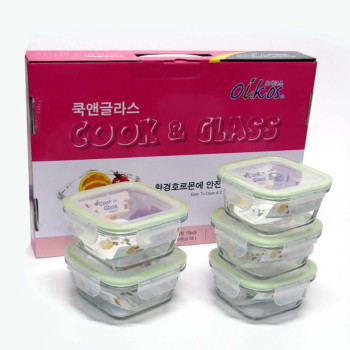 쿡앤글라스 밀폐용기 유리용기 10p5조세트