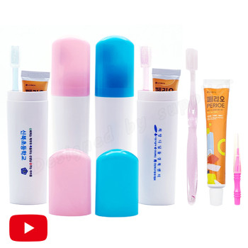 [국산따봉케이스/크리스탈(캡)칫솔+페리오+치간1p] 칫솔치약/여행/구강세트