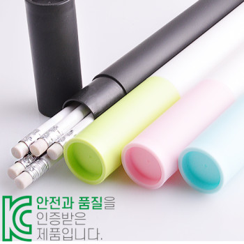 백색원형지우개연필5P 바닐라원통세트