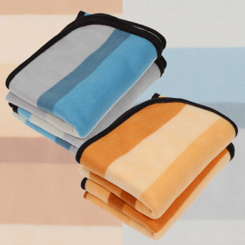 CV 폴라폴리스 브라운&블루 스트라이프 담요(소) 2p