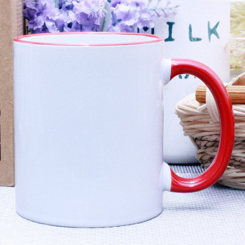 리빙화이트-레드직선핸드라인매직머그컵